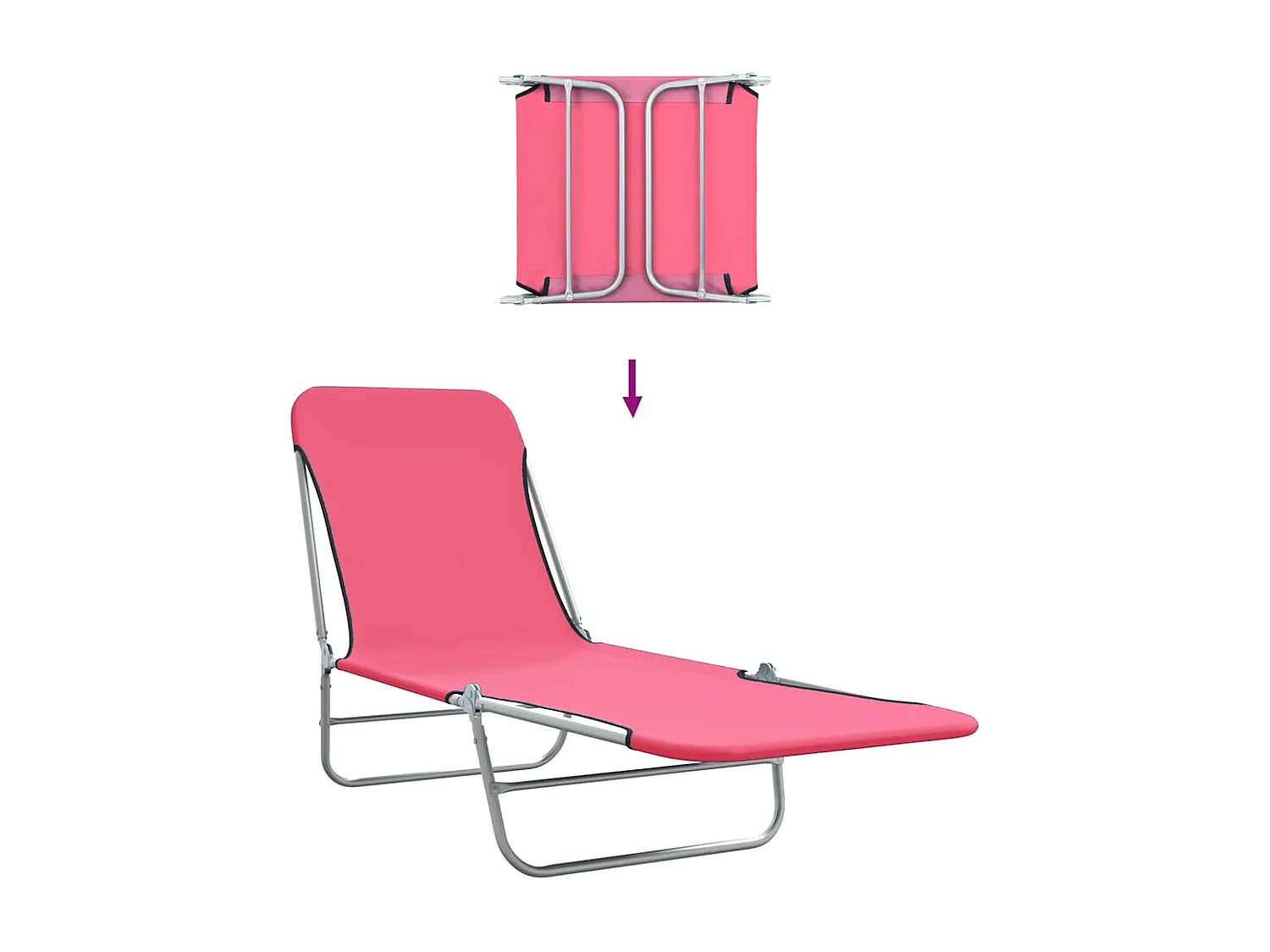 Opvouwbare ligstoelen set van 2 Staal en roze stof