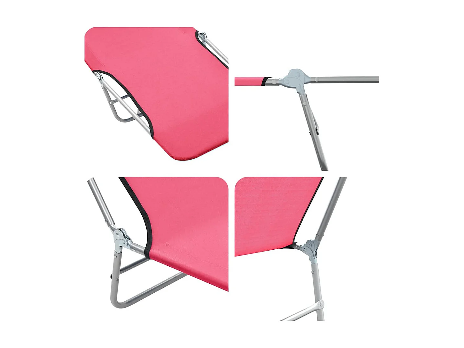 Opvouwbare ligstoelen set van 2 Staal en roze stof