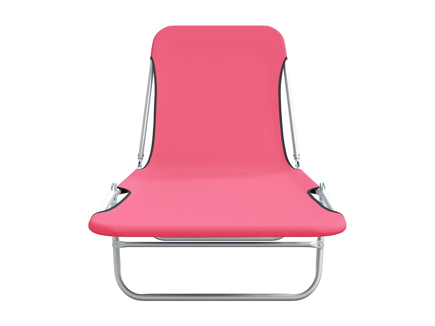 Juego de 2 tumbonas plegables de acero y tela rosa