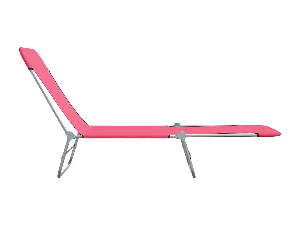 Juego de 2 tumbonas plegables de acero y tela rosa