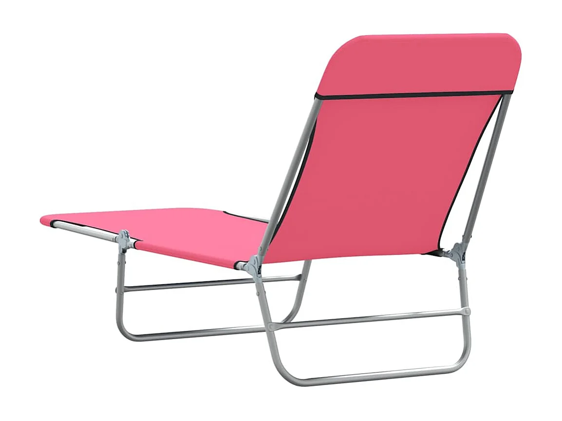 Juego de 2 tumbonas plegables de acero y tela rosa
