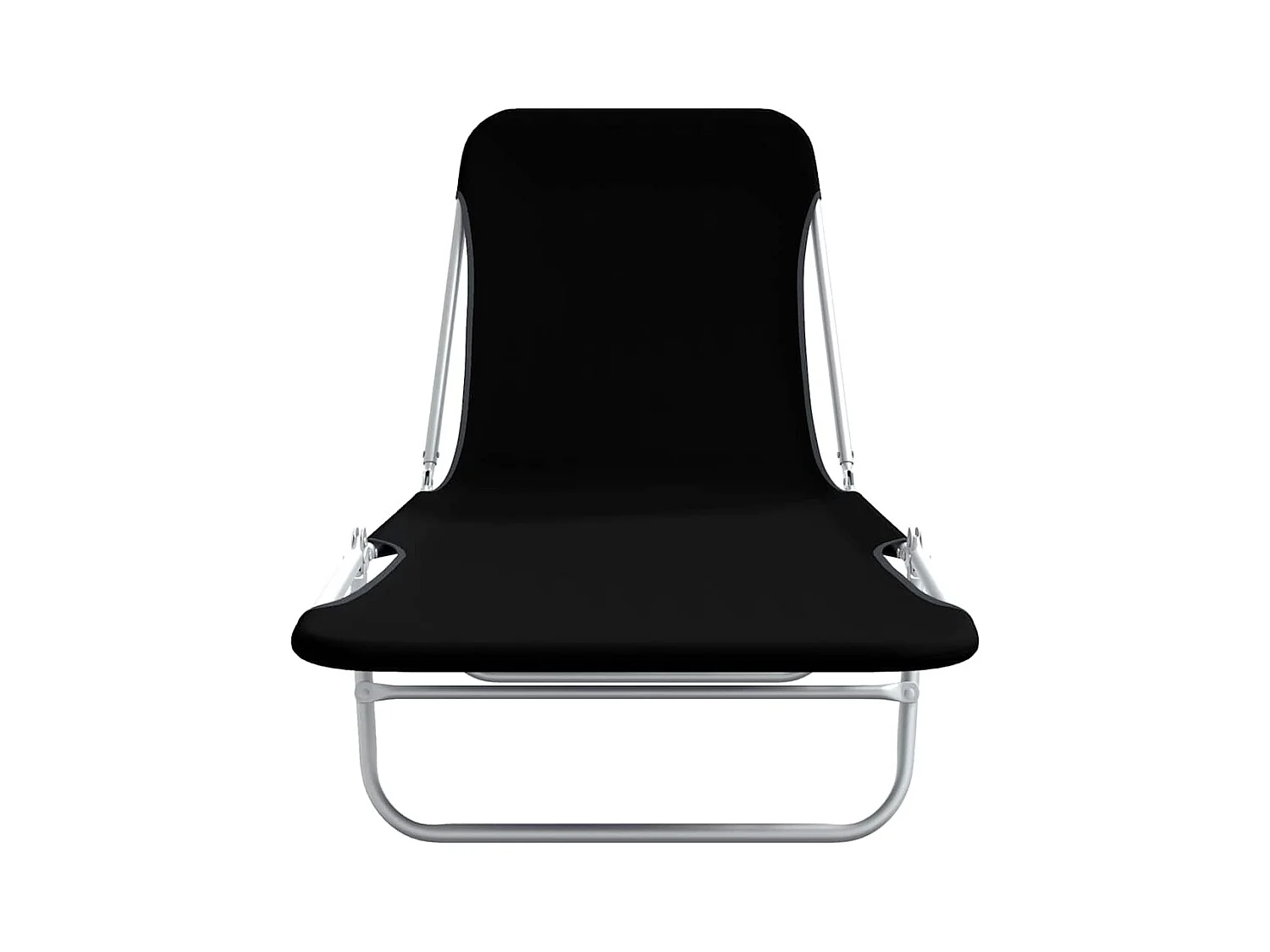 Juego de 2 tumbonas plegables de acero y tela negra