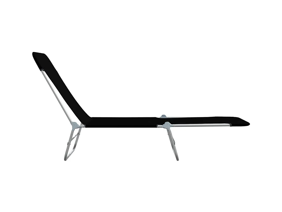 Juego de 2 tumbonas plegables de acero y tela negra