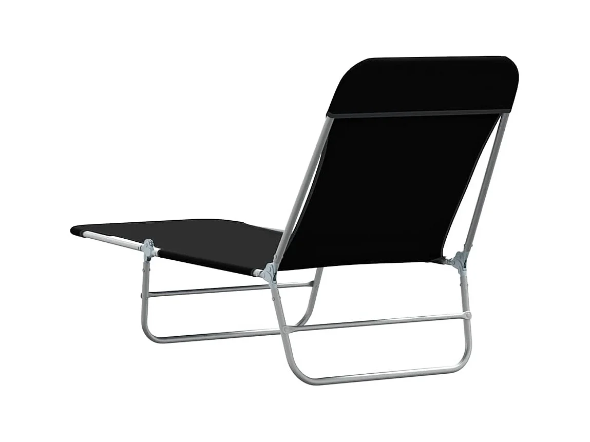 Juego de 2 tumbonas plegables de acero y tela negra