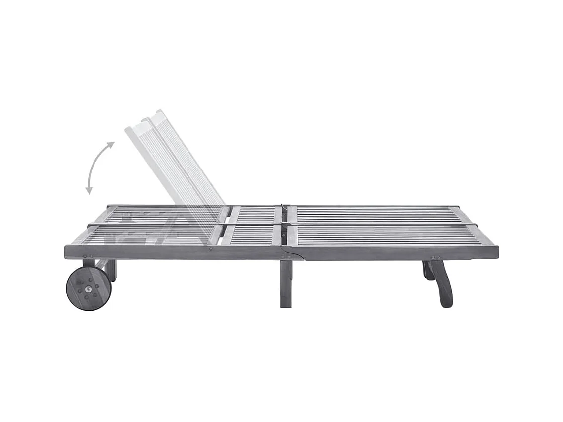 Chaise longue de jardin 2 places avec coussin Gris Acacia