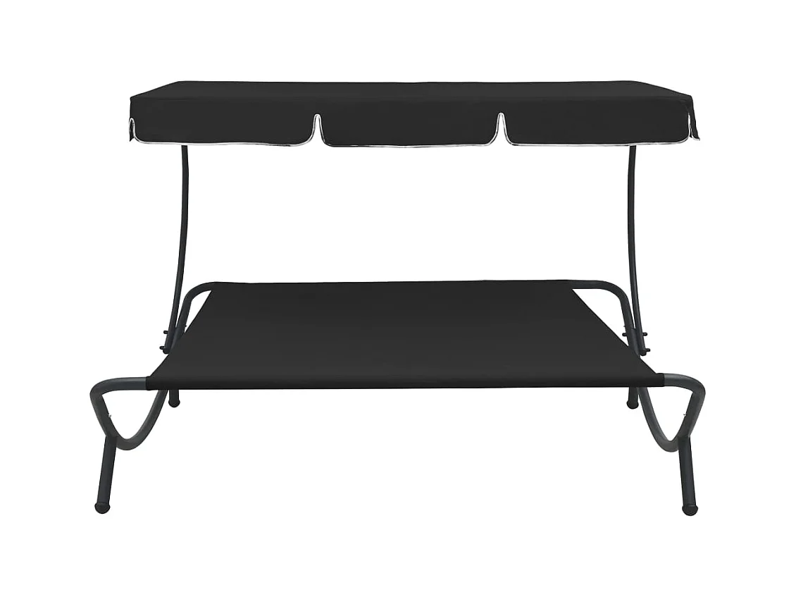 Lit de repos d'extérieur avec auvent Noir