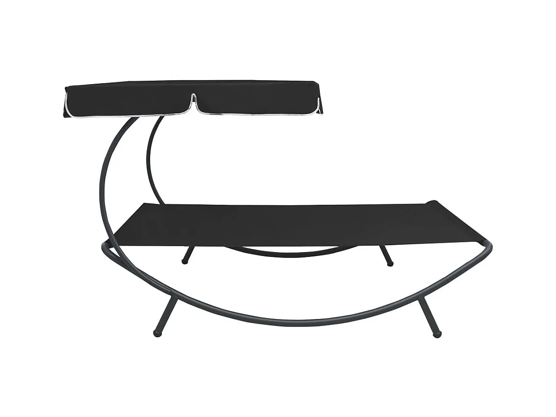 Lit de repos d'extérieur avec auvent Noir
