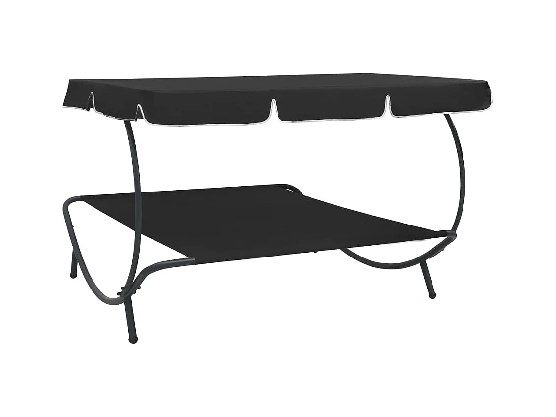 Lit de repos d'extérieur avec auvent Noir