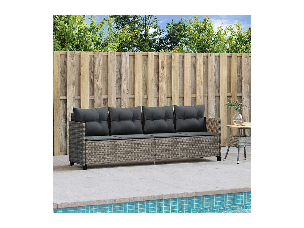 Chaise longue met grijze kunsthars rieten kussens