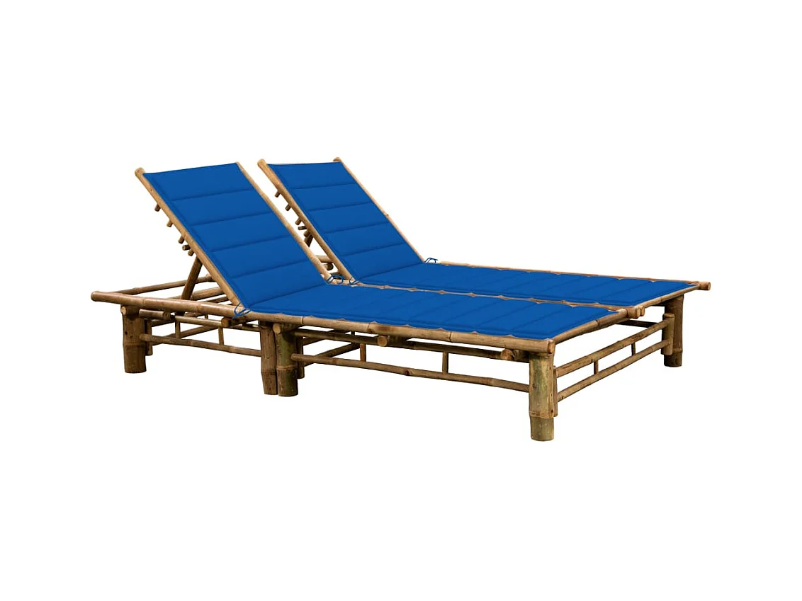 Chaise longue pour 2 personnes avec coussins Bambou