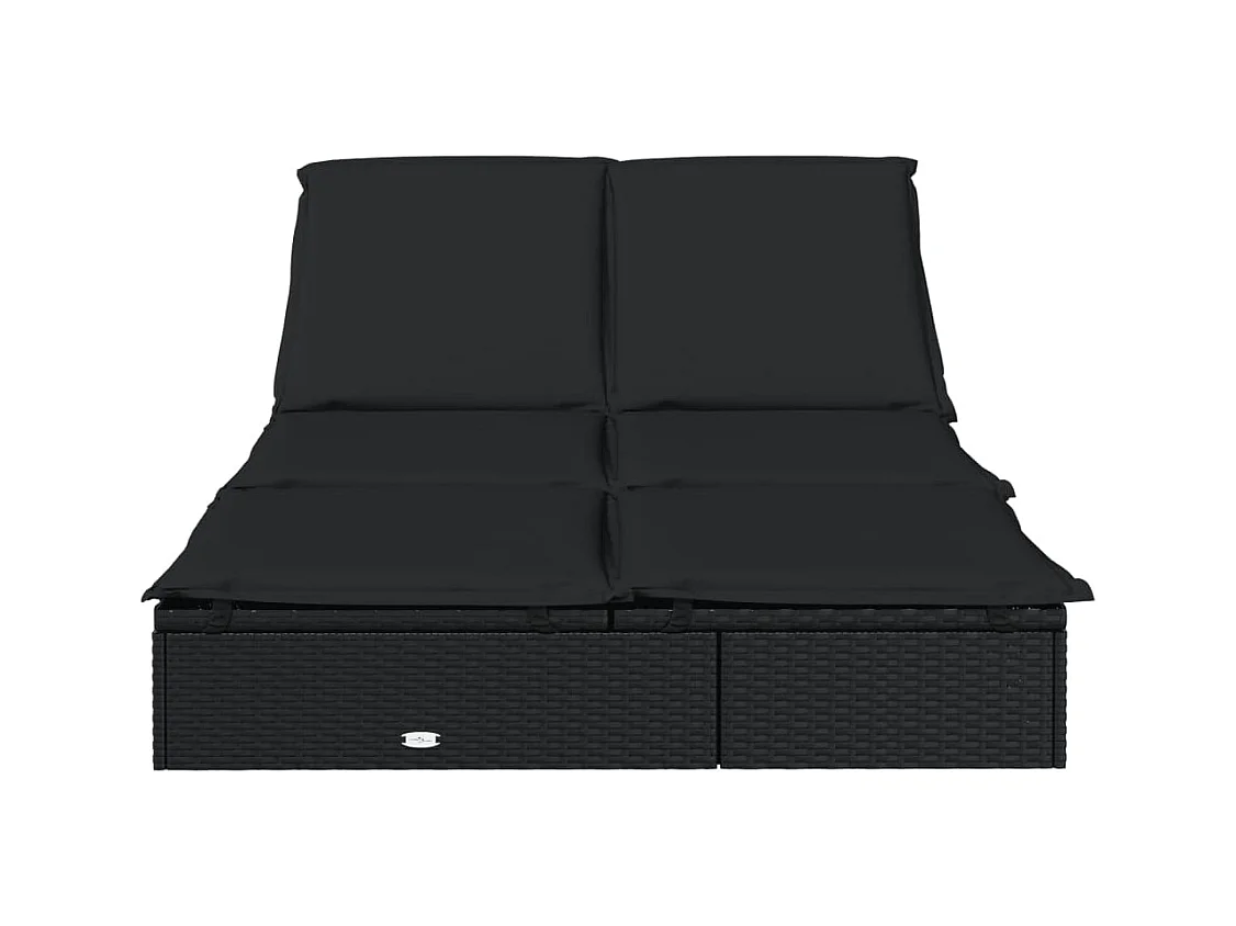 2-zits chaise longue met zwarte rieten kussens