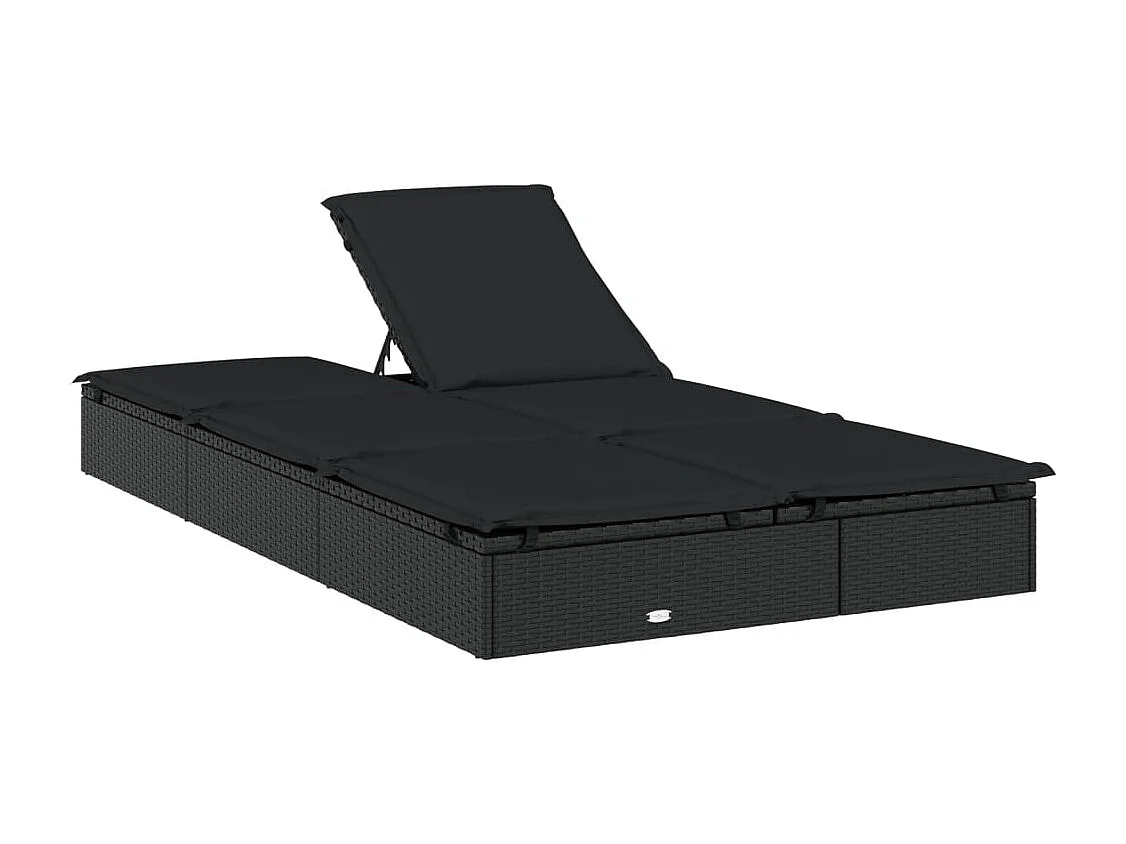 2-zits chaise longue met zwarte rieten kussens