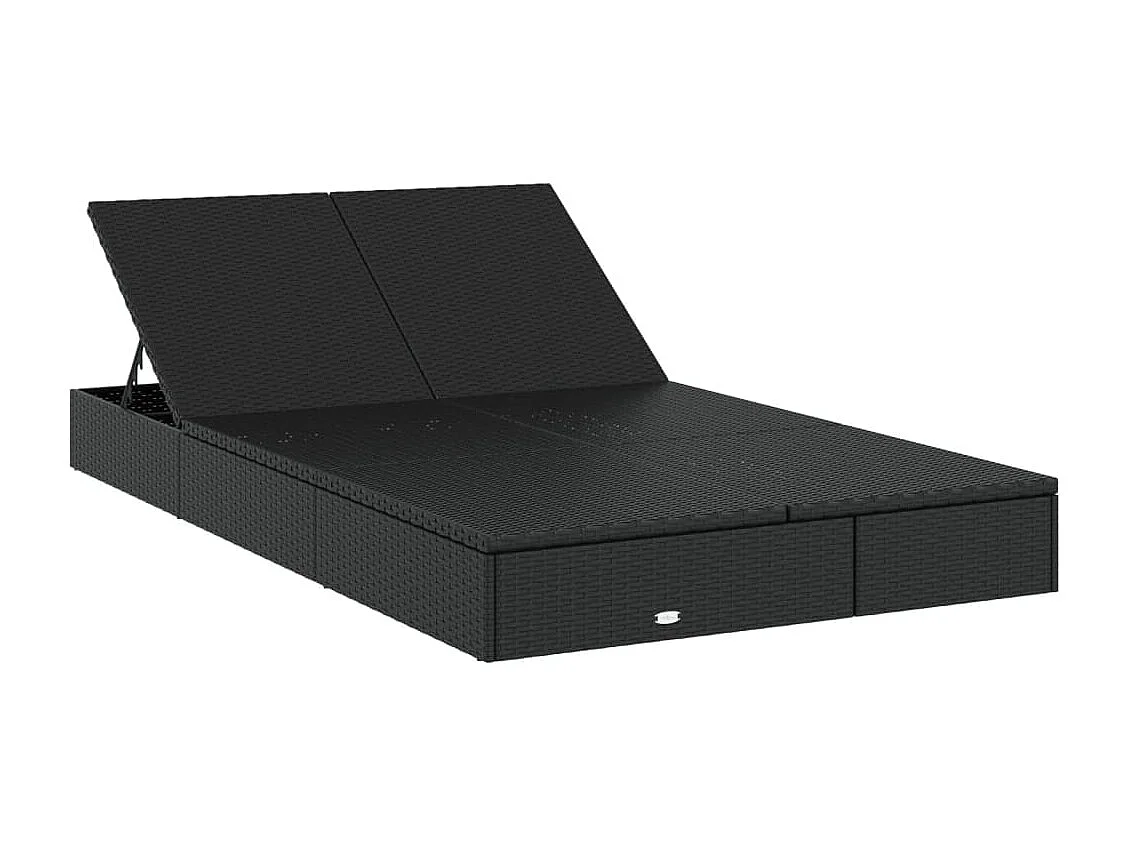 Chaise longue a 2 posti con cuscini in vimini nero