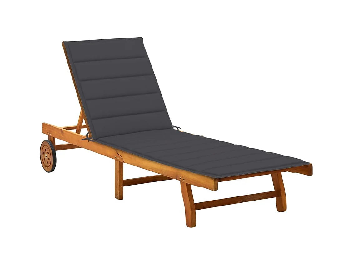 Chaise longue de jardin avec coussin Bois d'acacia solide