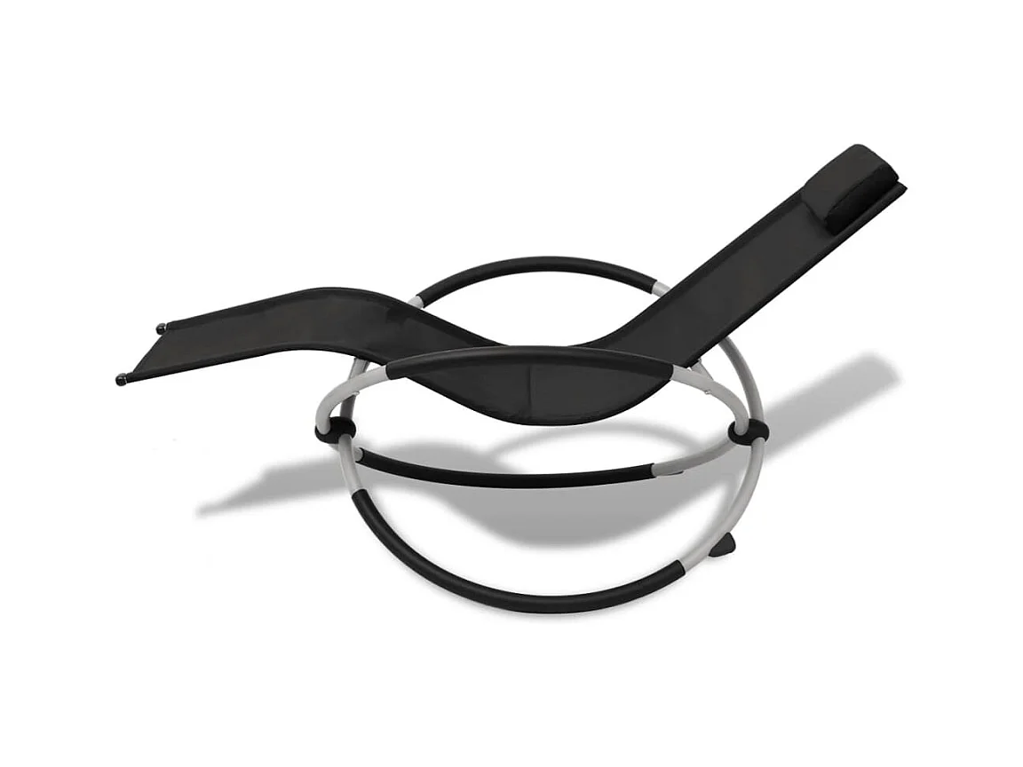 Geometrische buitenligstoel staal zwart en grijs