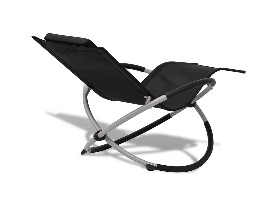 Geometrische buitenligstoel staal zwart en grijs