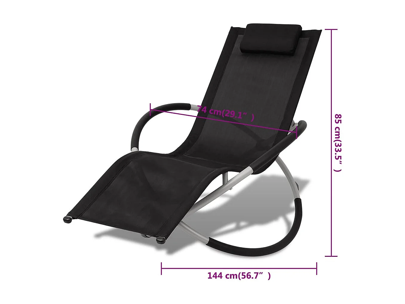 Geometrische buitenligstoel staal zwart en grijs