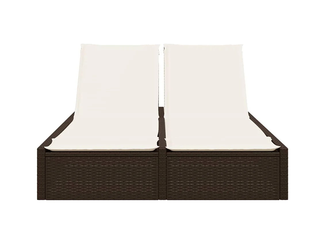 Dubbele chaise longue met bruine kunsthars rieten kussens