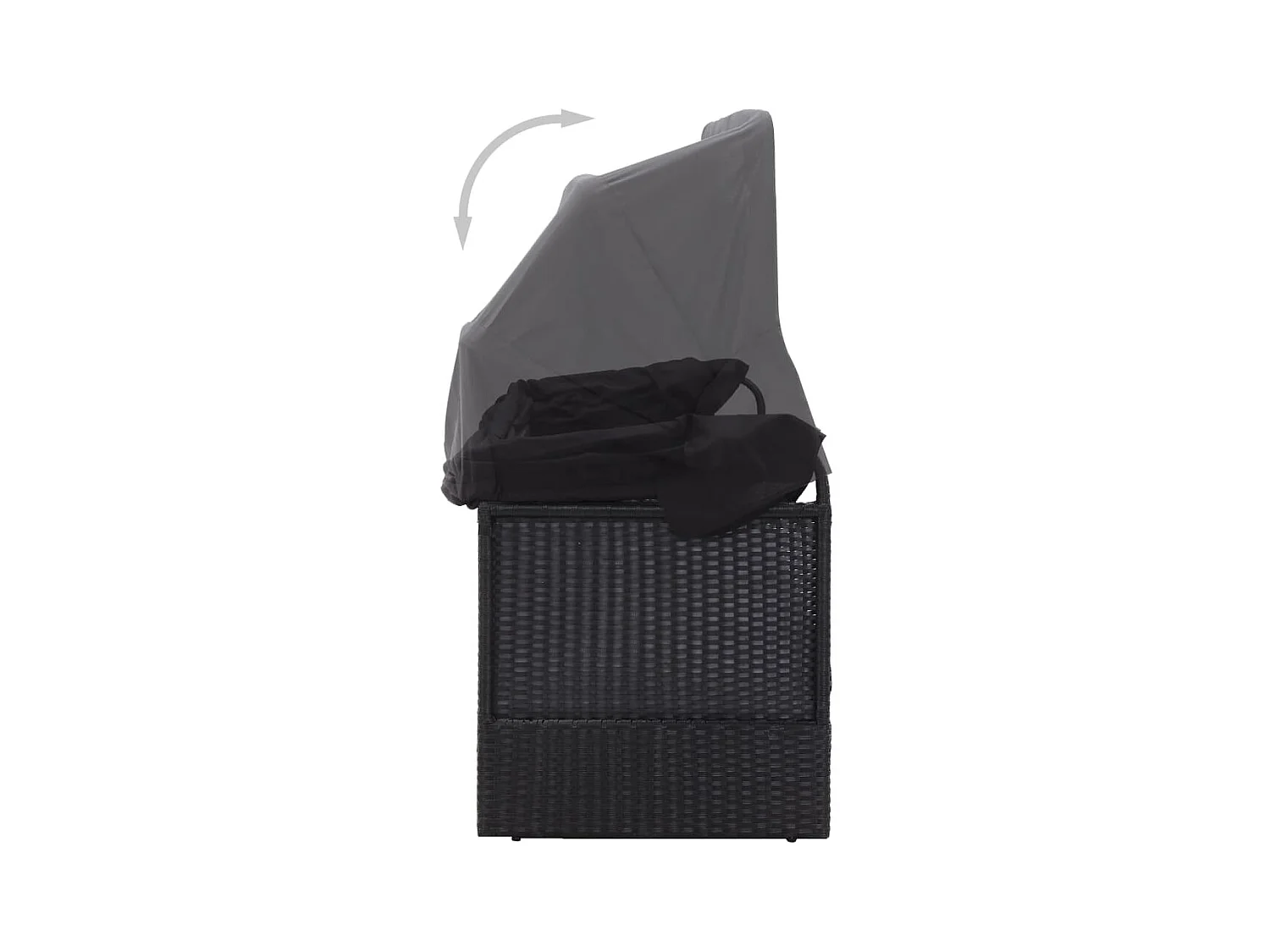 Lit-canapé d'extérieur avec auvent Résine tressée Noir