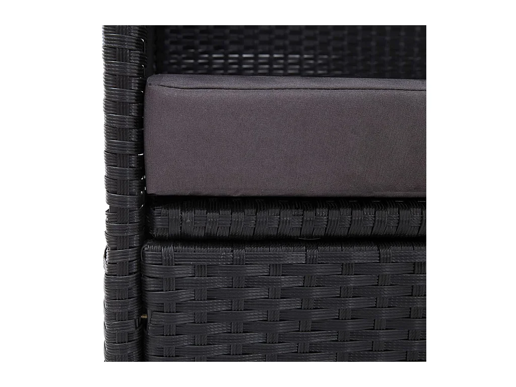 Lit-canapé d'extérieur avec auvent Résine tressée Noir