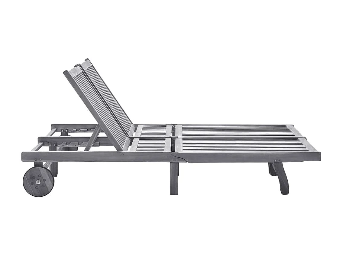 Chaise longue de jardin 2 places avec coussin Gris Acacia