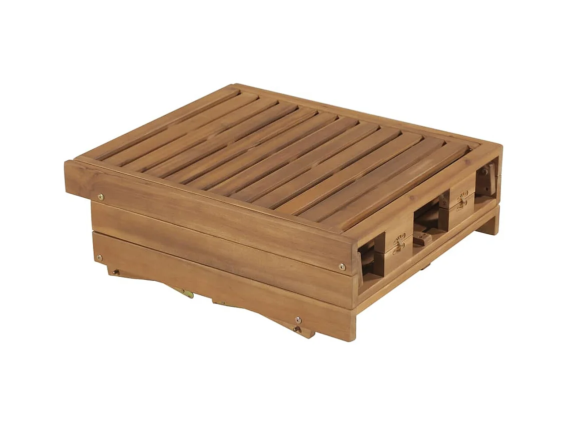 Chaise longue pliable avec coussin Bois d'acacia solide