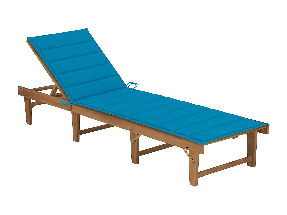 Chaise longue pliable avec coussin Bois d'acacia solide