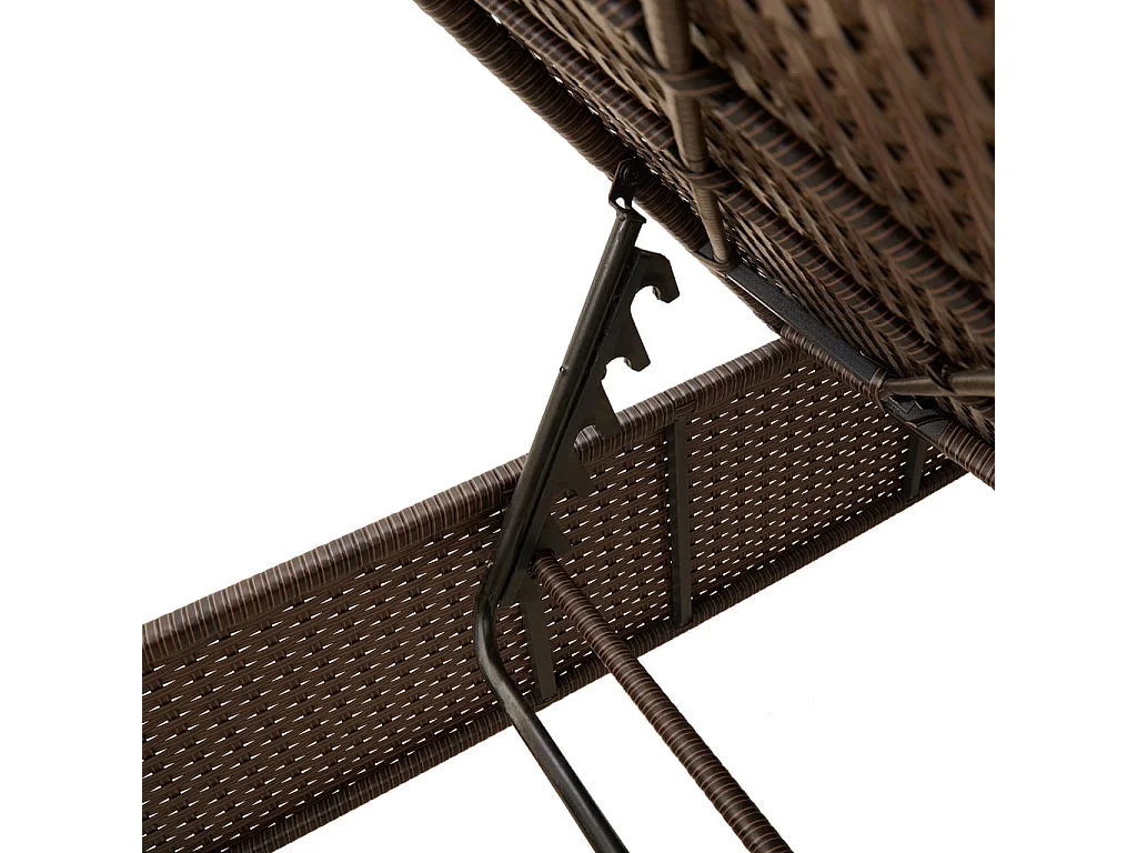 Set di 3 lettini prendisole e cuscini in polyrattan marrone