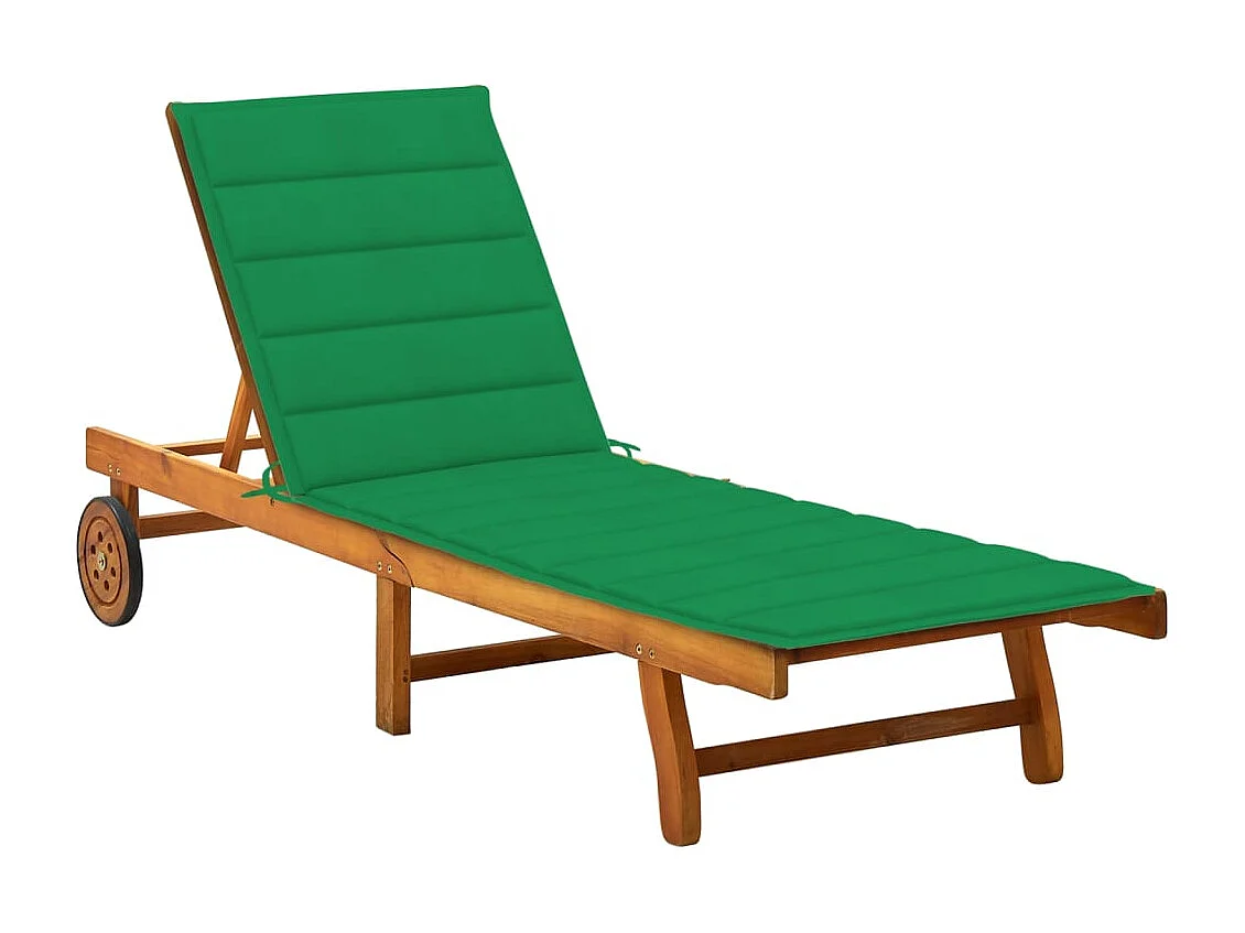 Chaise longue de jardin avec coussin Bois d'acacia solide