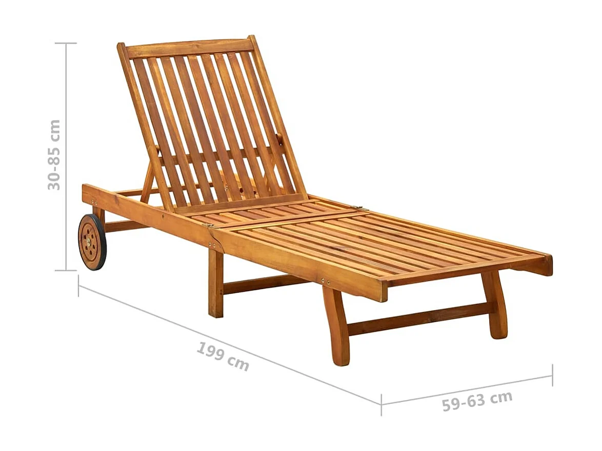 Chaise longue de jardin avec coussin Bois d'acacia solide