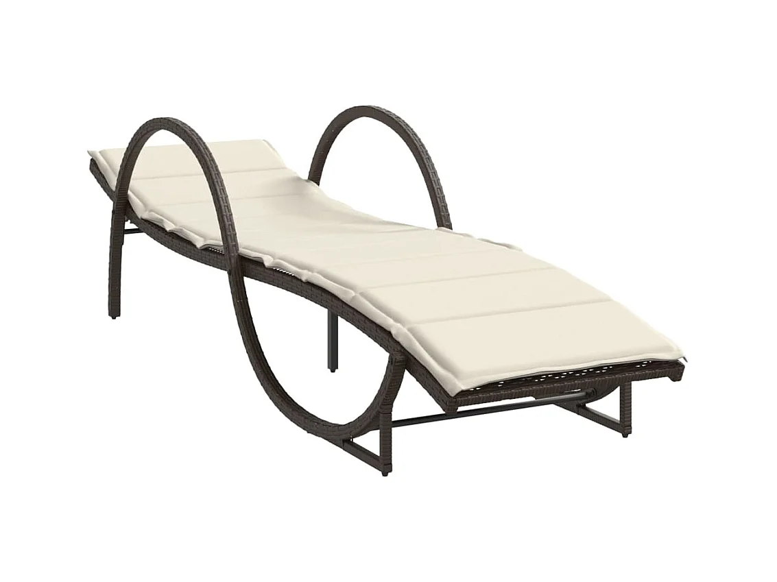 Chaise longue met bruin kussen 60x199x42 cm geweven hars