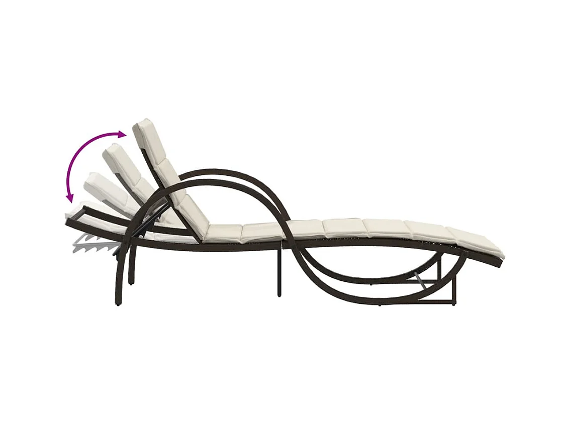 Chaise longue met bruin kussen 60x199x42 cm geweven hars