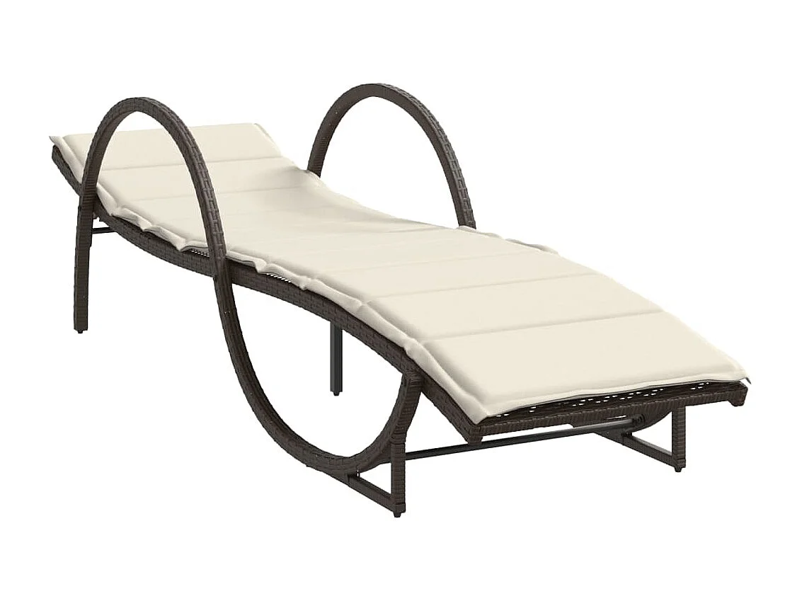 Chaise longue con cuscino marrone 60x199x42 cm resina intrecciata