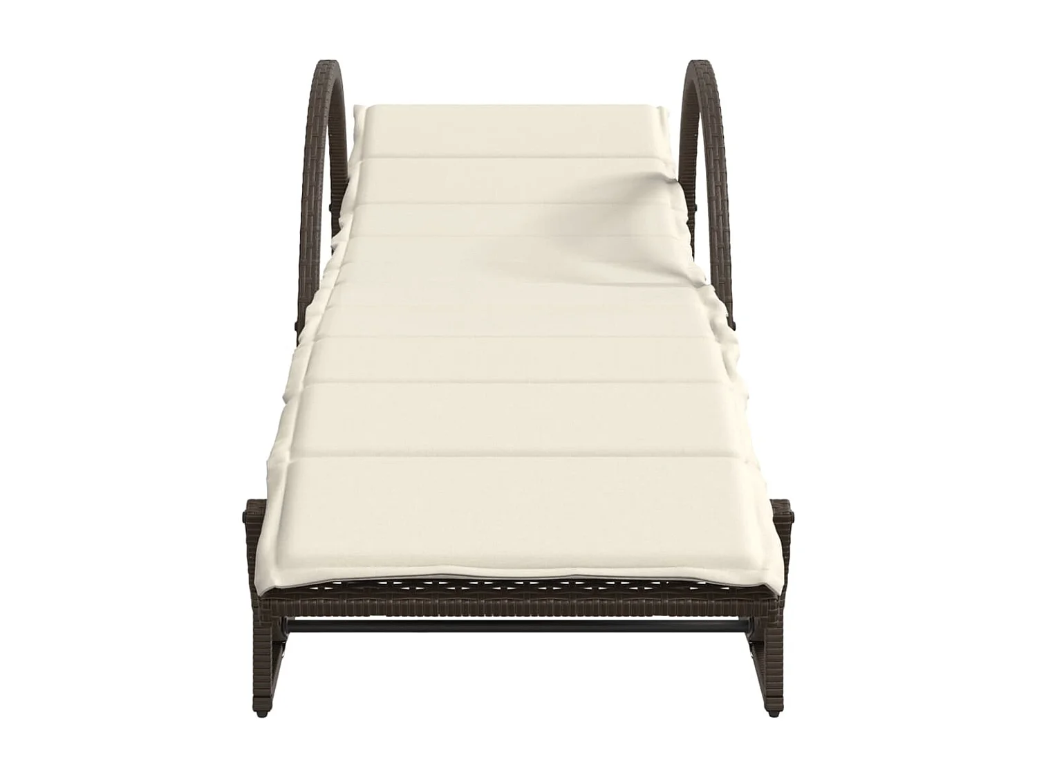 Chaise longue con cuscino marrone 60x199x42 cm resina intrecciata