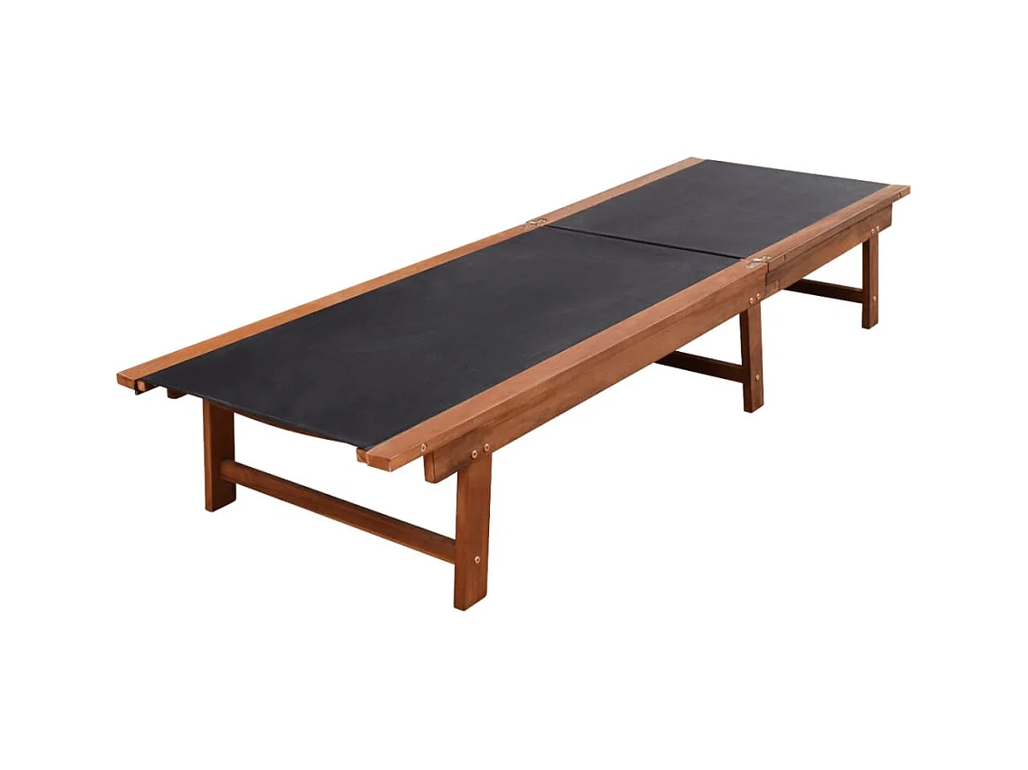 Set van 2 ligstoelen en tafel Acaciahout en textileen