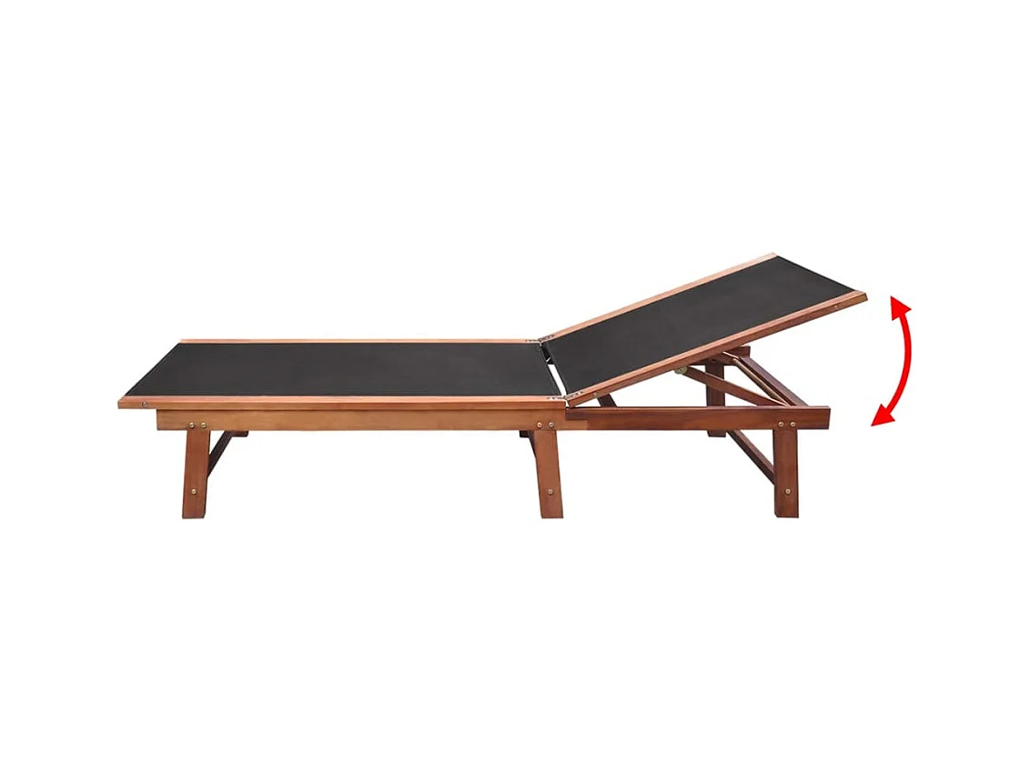 Set van 2 ligstoelen en tafel Acaciahout en textileen