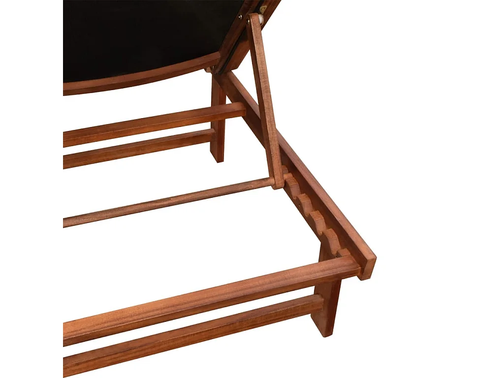 Set van 2 ligstoelen en tafel Acaciahout en textileen