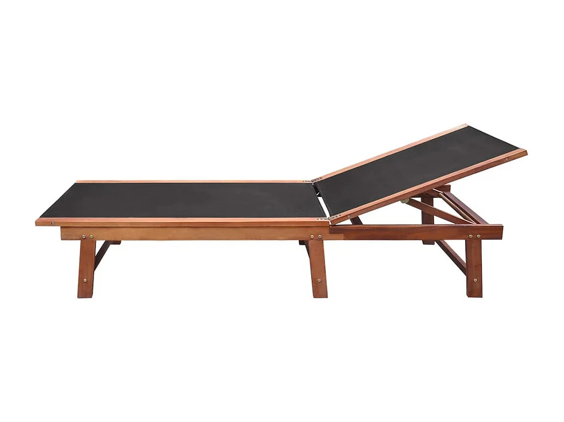 Set di 2 sedie a sdraio e tavolo in legno di acacia e textilene