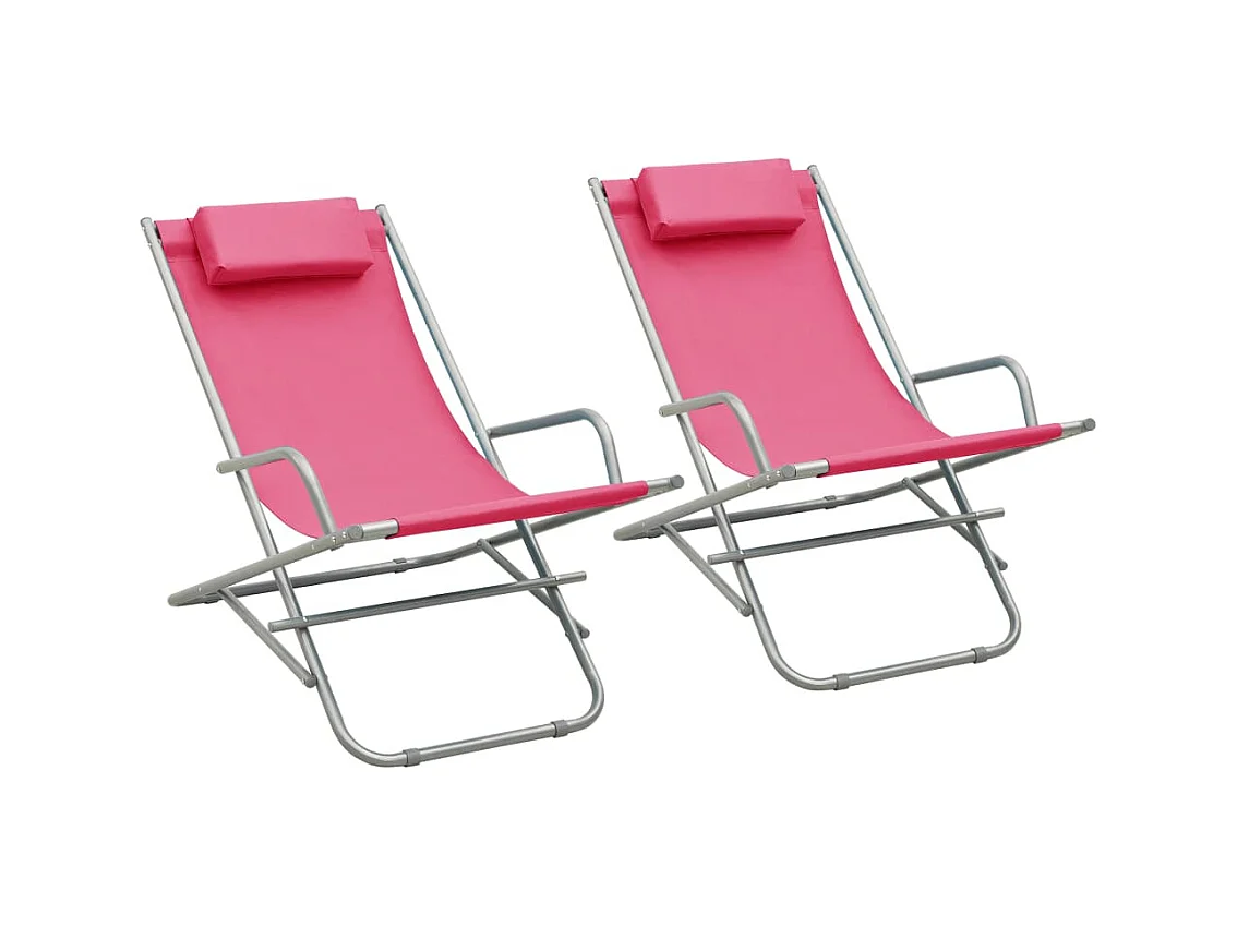 Chaises à bascule lot de 2 Acier Rose