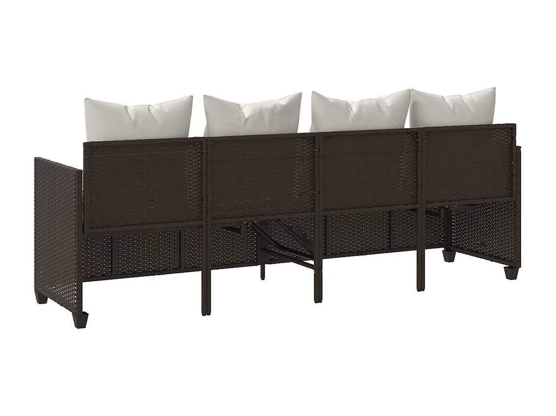 Chaise longue met bruine kunsthars rieten kussens