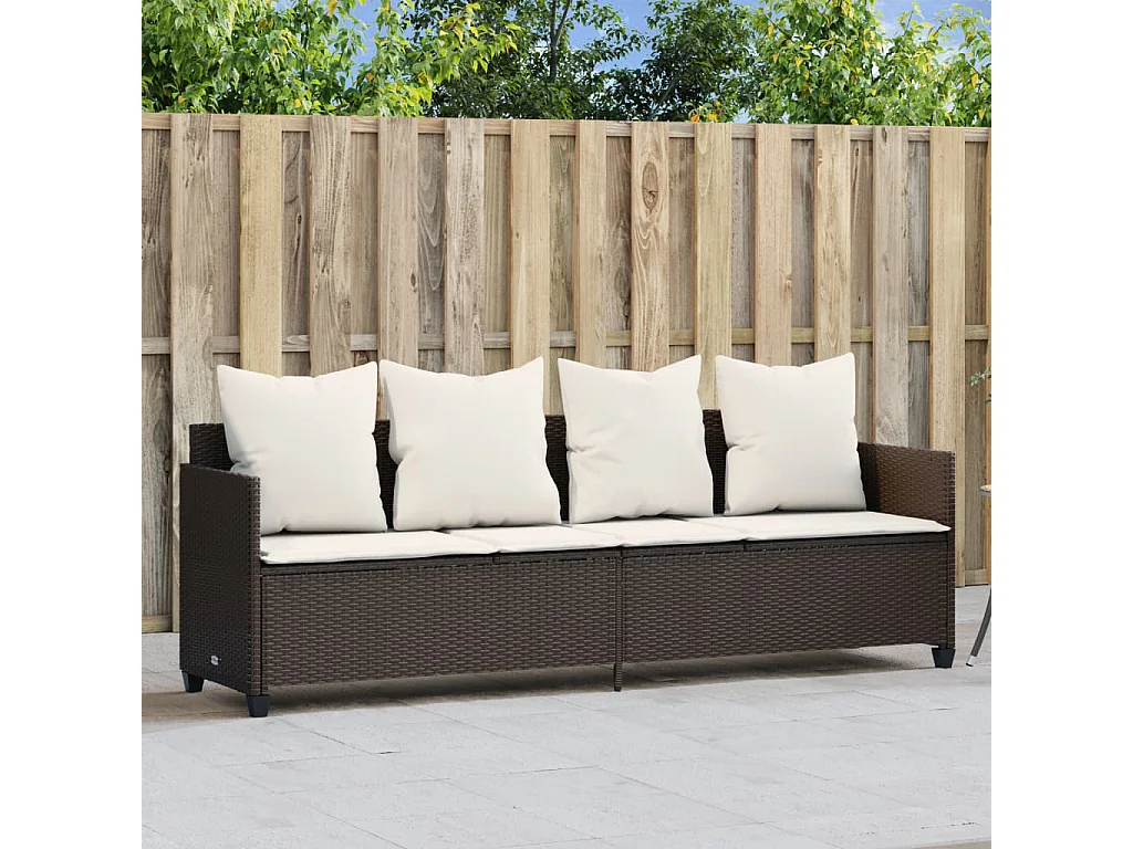 Chaise longue con cuscini in vimini di resina marrone