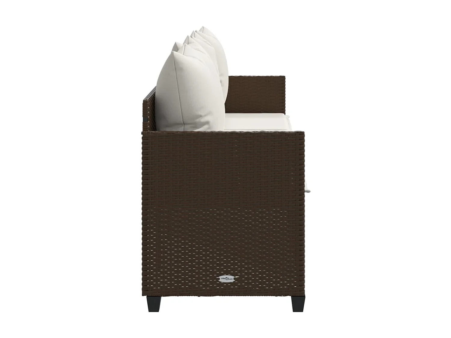 Chaise longue con cuscini in vimini di resina marrone