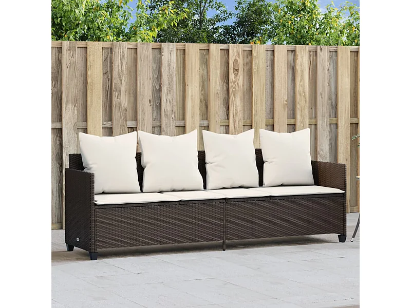 Chaise longue con cojines de mimbre de resina marrón