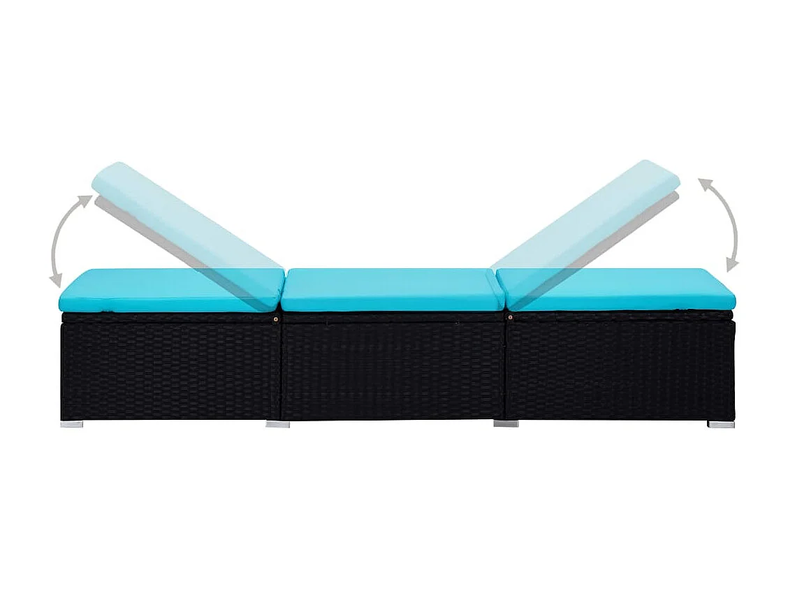 Sillones de jardín mesa de té 3 piezas mimbre sintético negro