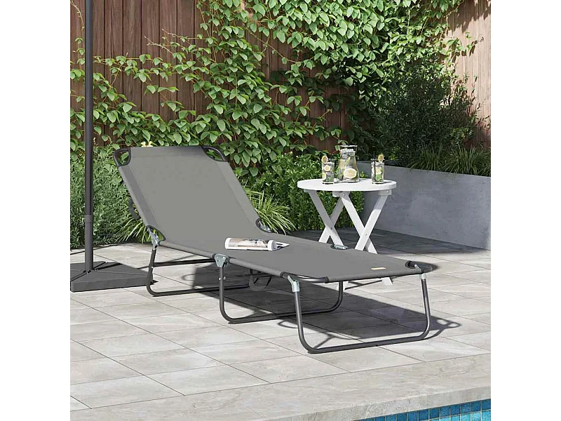 Poltrona pieghevole 1 posto Grigio 56 x 189 x 87 cm tessuto