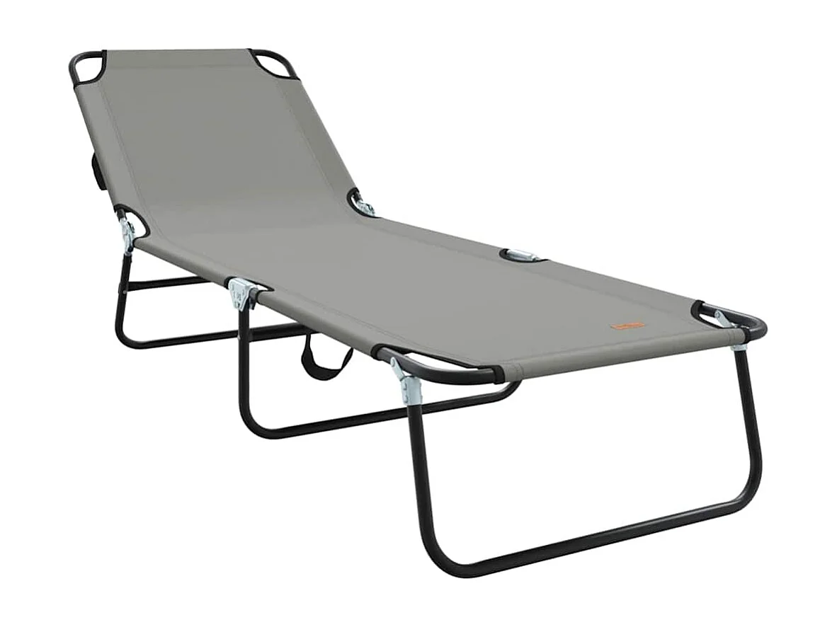Chaise longue pliante 1-personne Gris 56 x 189 x 87 cm tissu