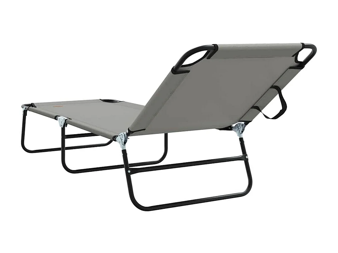 Chaise longue pliante 1-personne Gris 56 x 189 x 87 cm tissu