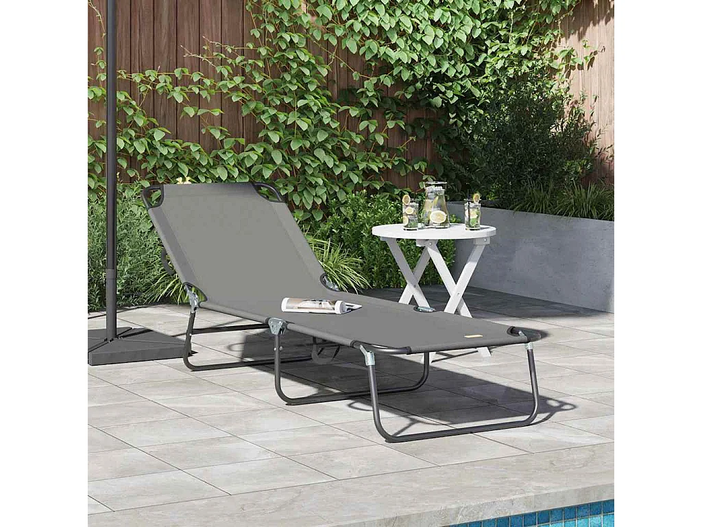 Opvouwbare loungestoel 1-persoons Grijs 56 x 189 x 87 cm stof