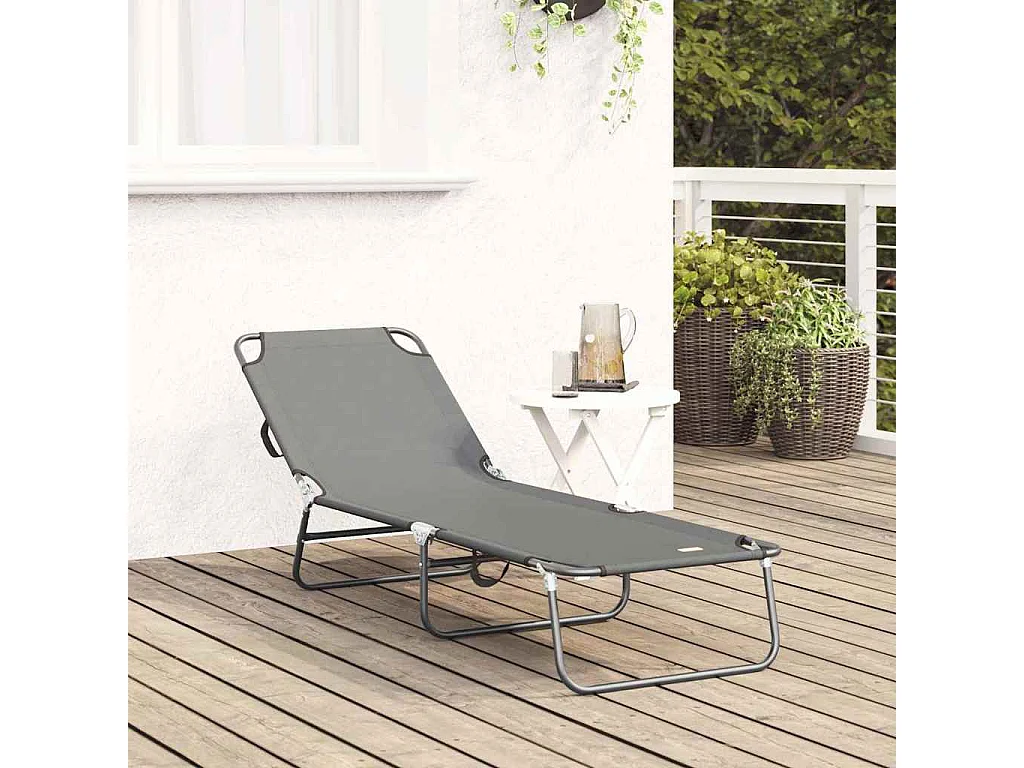 Klappbarer Loungesessel 1-Personen Grau 56 x 189 x 87 cm Stoff
