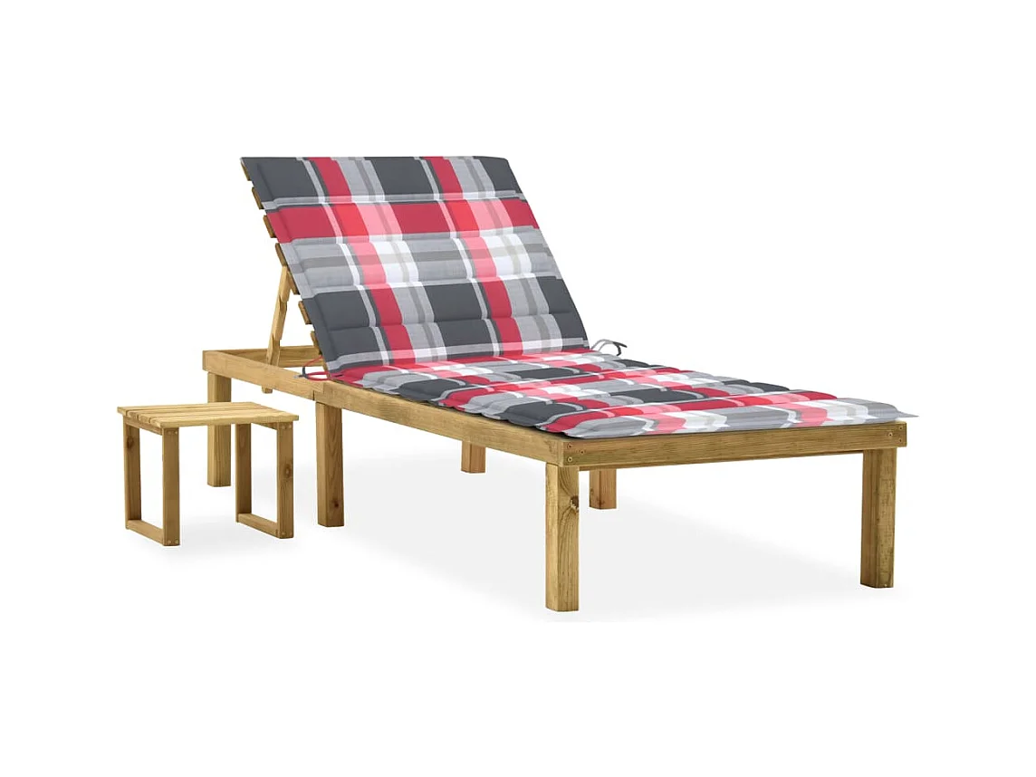 Tuinligstoel met tafel en kussen Geïmpregneerd grenen